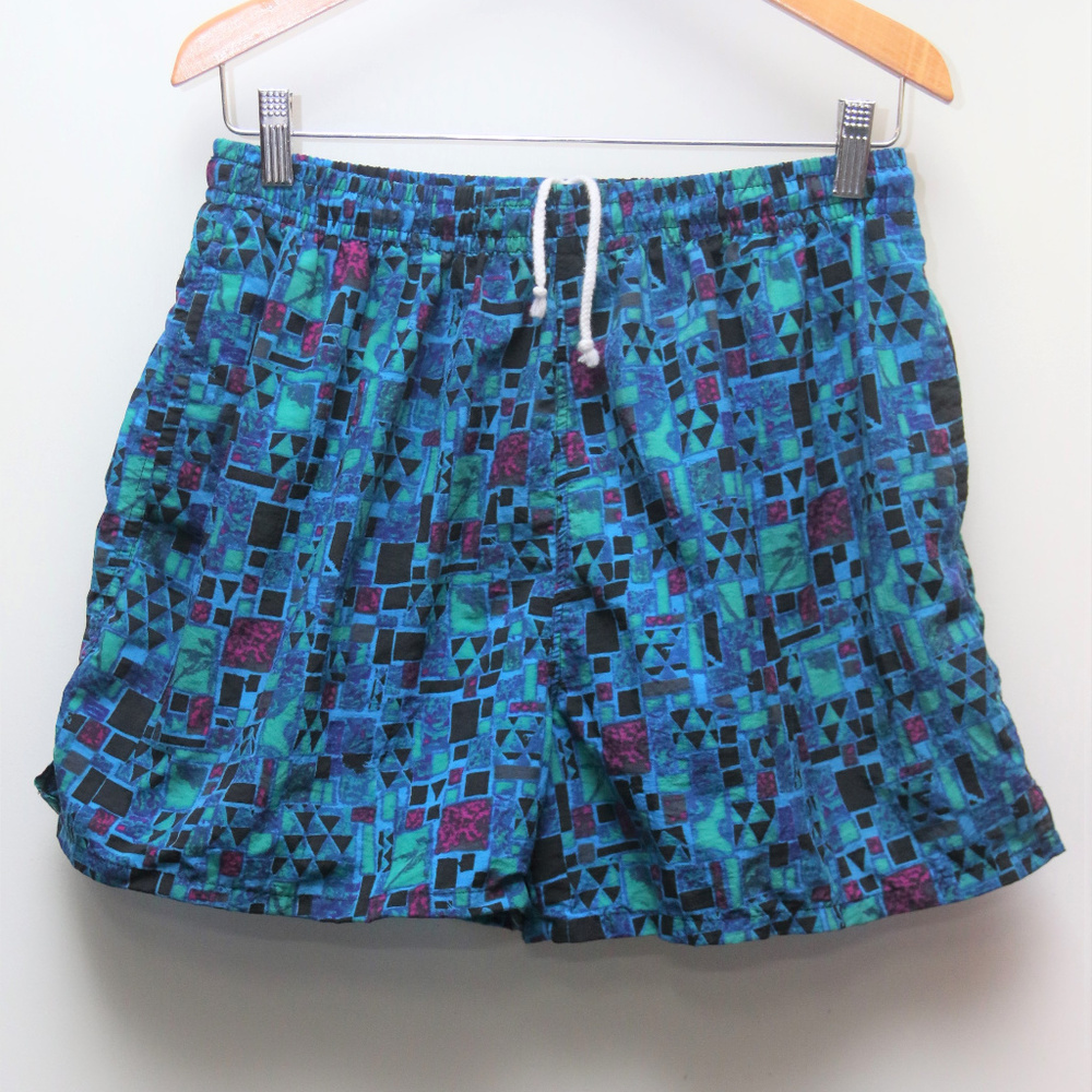 90s SUNSET HIGHWAY Patterned 3-Pocket Swim Trunks